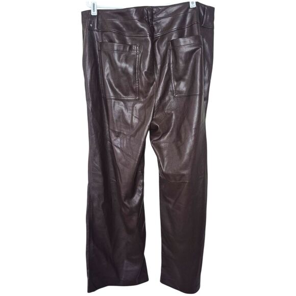 GAP Women's Faux Leather High-Rise Wide Leg Pants Dark Brown Plus Size 16 - Picture 2 of 5